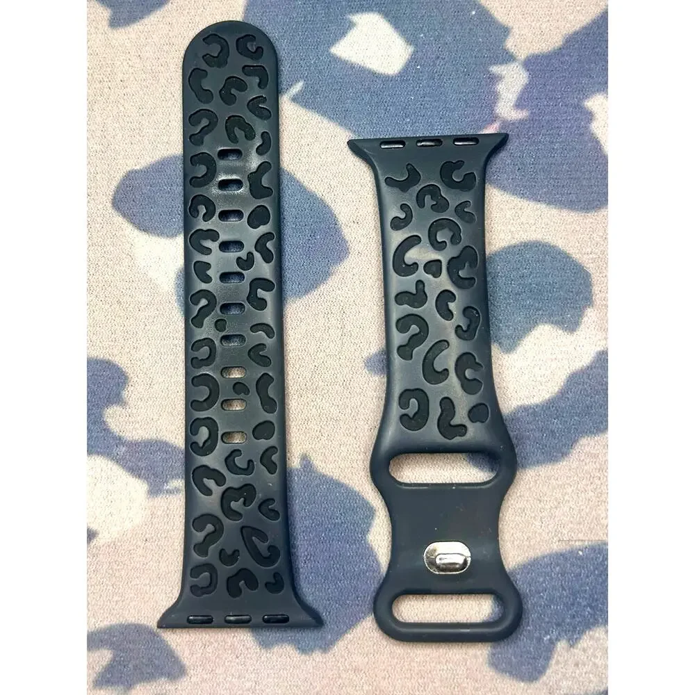 Matte Black Apple Watch Band 38 40 Silicone Strap Minimal NEW